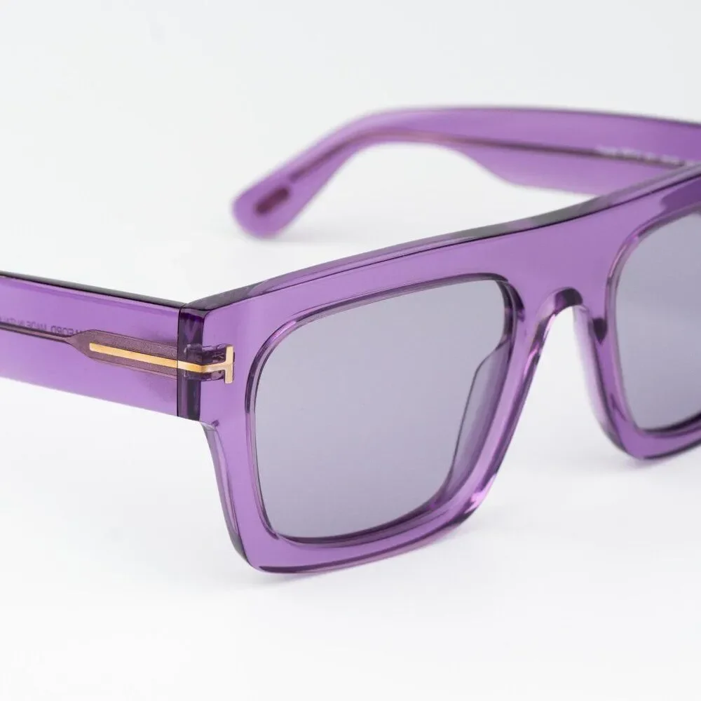 Tom Ford FAUSTO Men Sunglasses Transparent Violet Square FT0711/S 81Y BRAND NEW
